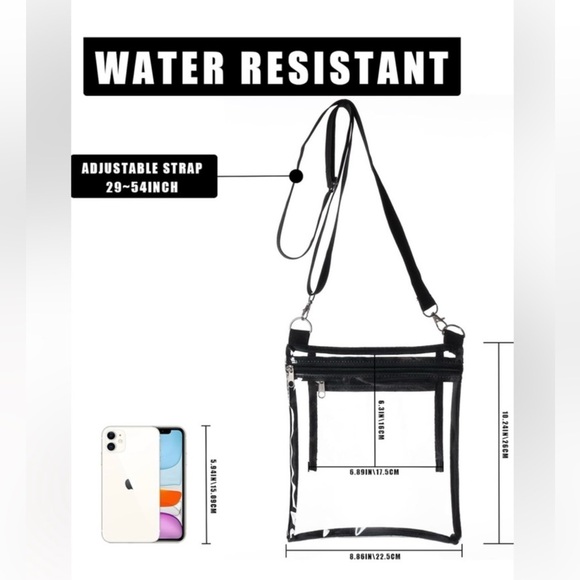 Clear Crossbody Bag with Zipper Inside Pocket Stadium Approved Transparent White - Picture 11 of 15